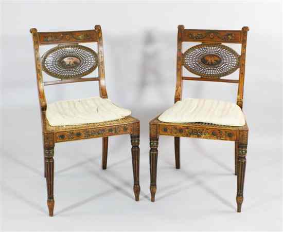 Appraisal: A set of four Regency painted beech dining chairs with