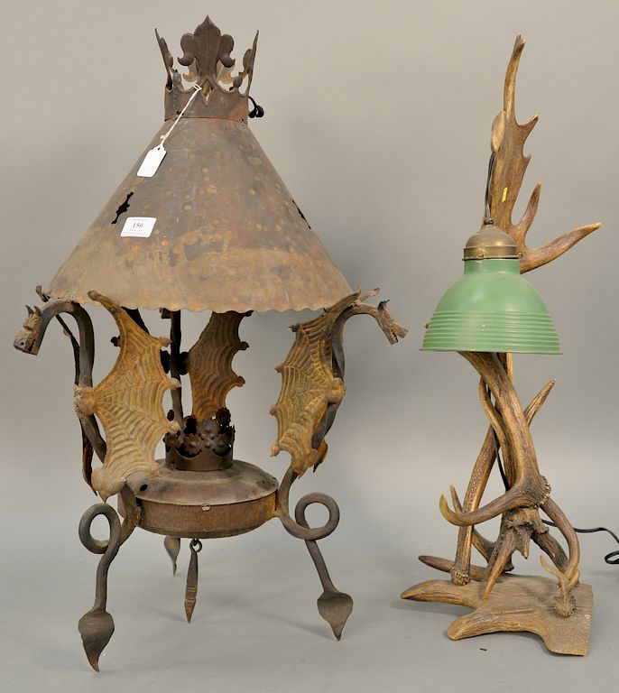 Appraisal: Two table lamps including Arts Craft dragon lamp having metal