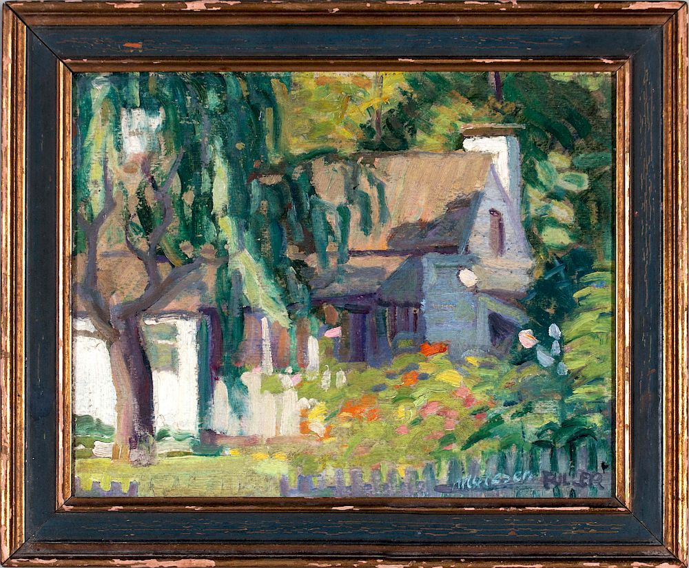 Appraisal: Impressionist Landscape Cottage in the Woods Late th Century American