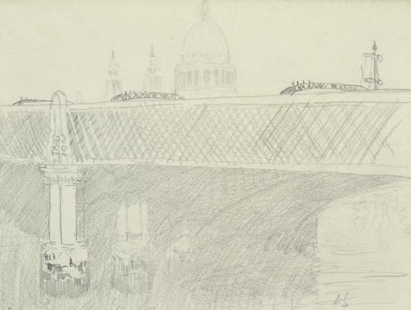 Appraisal: ARTHUR STREETON - Railway Bridge and St Pauls Cathedral pencil