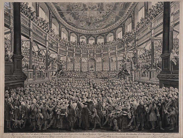 Appraisal: THOMAS WORLIDGEThe Sheldonian interior with multitude of figures engraving pub