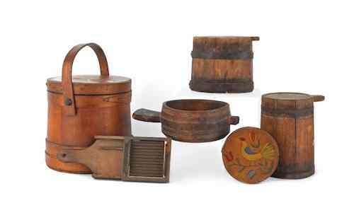 Appraisal: Woodenware th th c to include a band box a