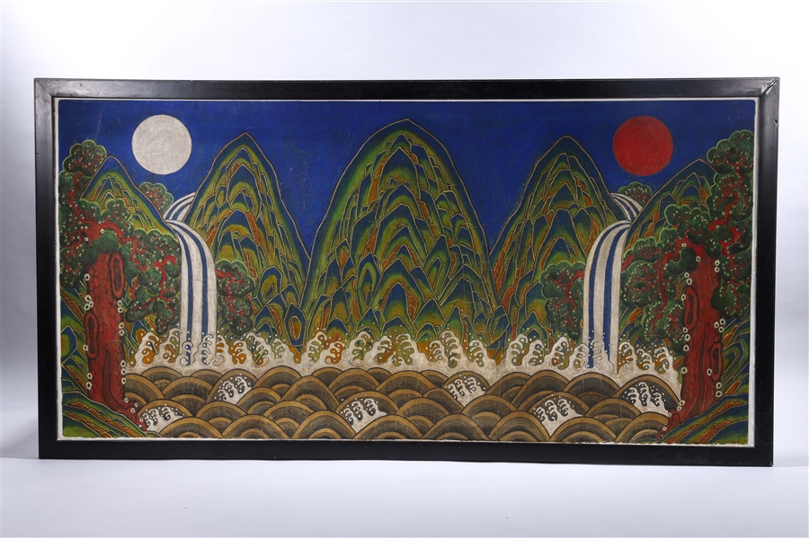 Appraisal: Large Korean ink and color on paper folk painting of