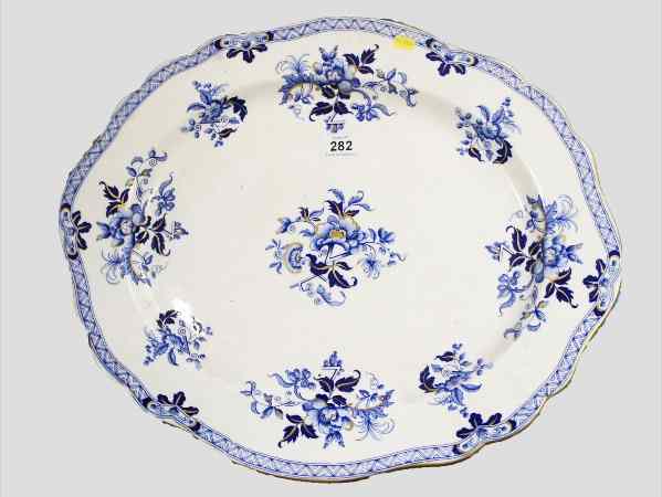 Appraisal: Large th Century Grosvenor Blue and White Oval Meat Platter