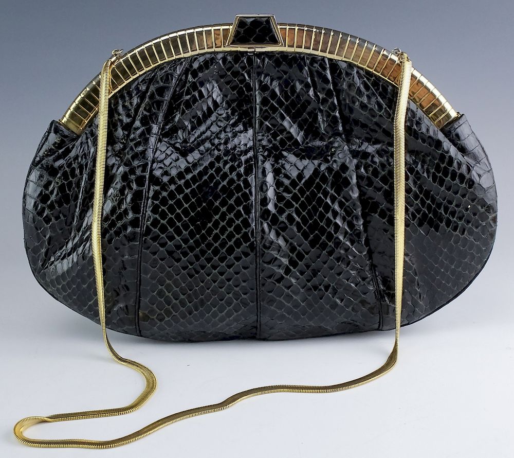 Appraisal: Judith Leiber Minaudiere Snake Skin Clutch Handbag Vintage Judith Leiber