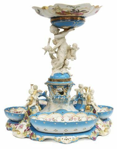 Appraisal: Large Sevres style parcel gilt porcelain compote centerpiece th c