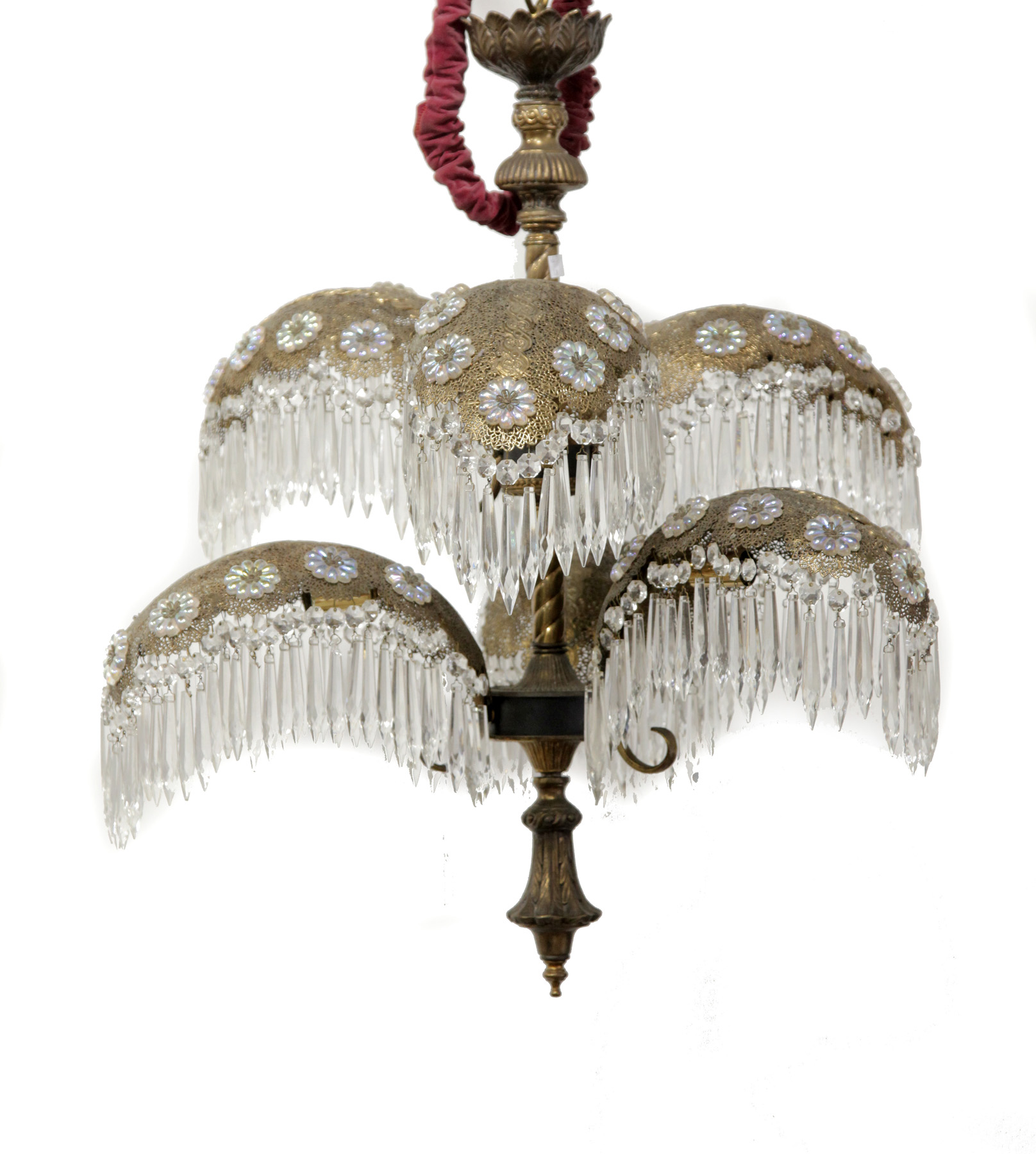 Appraisal: MOORISH-STYLE HANGING LAMP American th century Pieced brass fixtures with