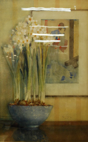 Appraisal: Rose M Fraser - Aesthetic movement still life of paperwhite