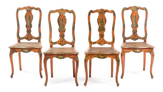 Appraisal: Sale Lot A Set of Four Venetian Painted Side Chairs