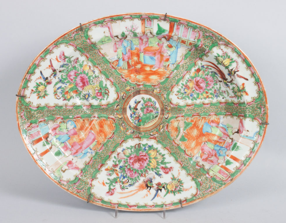 Appraisal: Chinese Export Rose Medallion meat platter late th century molded