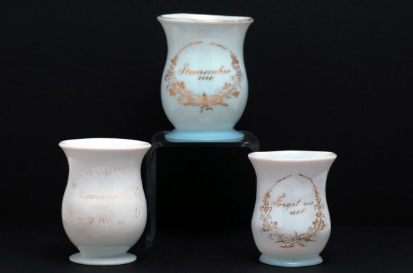 Appraisal: Three free blown Bristol glass drinking cups Includes - with