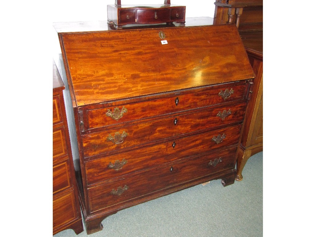 Appraisal: Georgian mahogany slopefront writing bureau on bracket feet