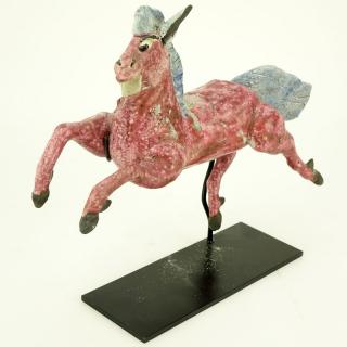 Appraisal: Antique Chinese Glazed Pottery Roof Tile Figurine of a Galloping