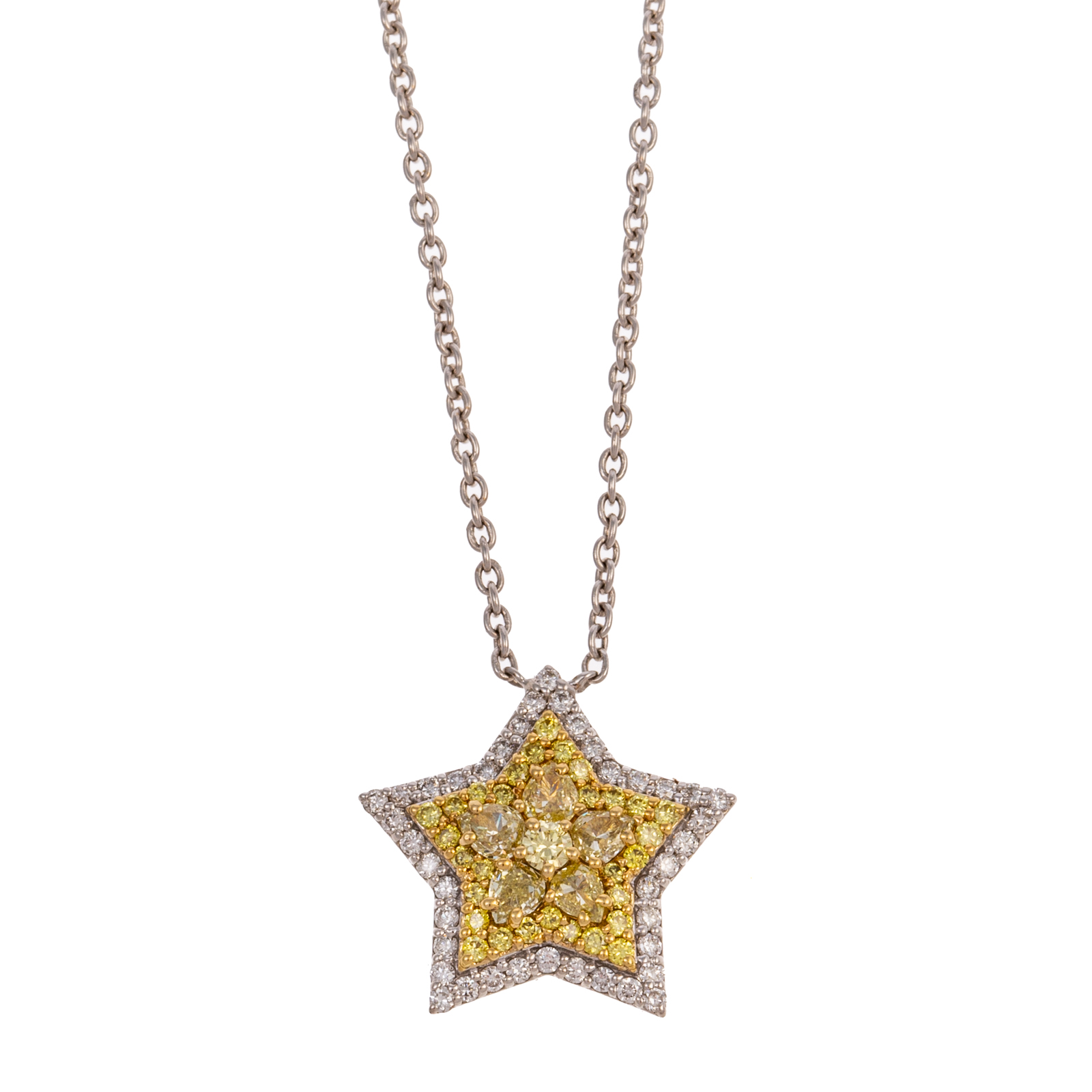 Appraisal: A YELLOW WHITE DIAMOND STAR PENDANT IN K K white