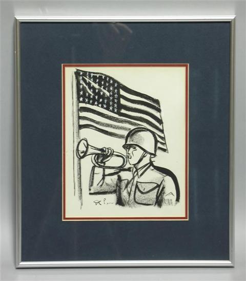 Appraisal: VICTOR DE PAUW AMERICAN - BUGLER AND AMERICAN FLAG c