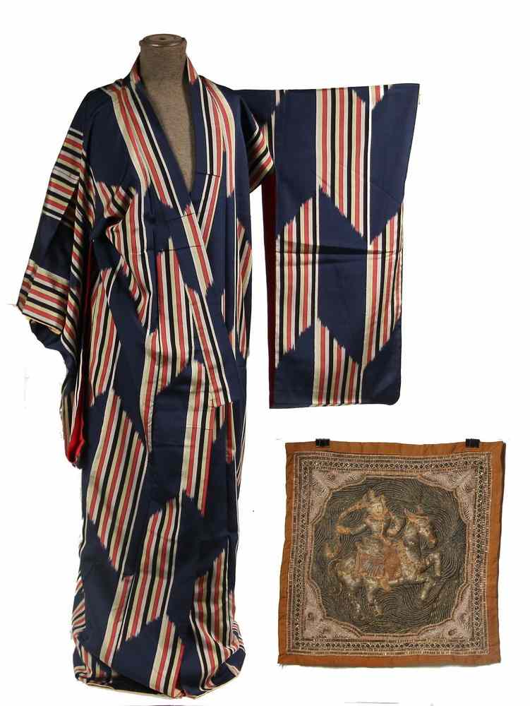 Appraisal: JAPANESE MAN'S KIMONO FOR AMERICAN MARKET THAI PILLOW COVER -