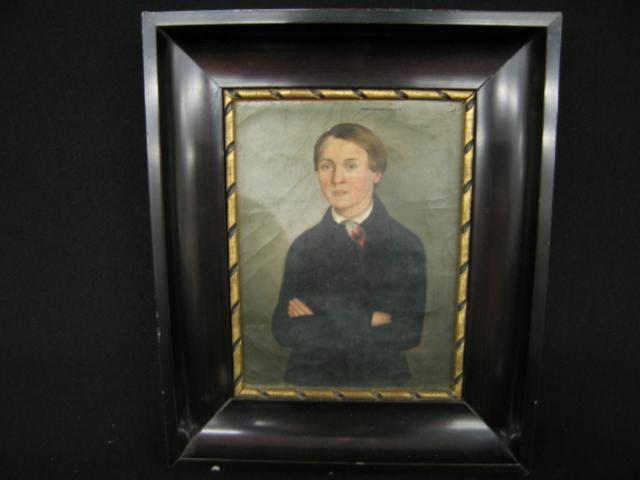 Appraisal: Miniature Oil on Canvas portrait of a boy th century