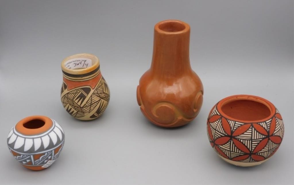 Appraisal: MINIATURE PUEBLO POTS TH CENTURY TOinclude Mary Small pot high