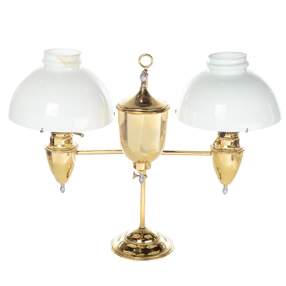 Appraisal: American Brass Double Student Lamp Late th century electrified in