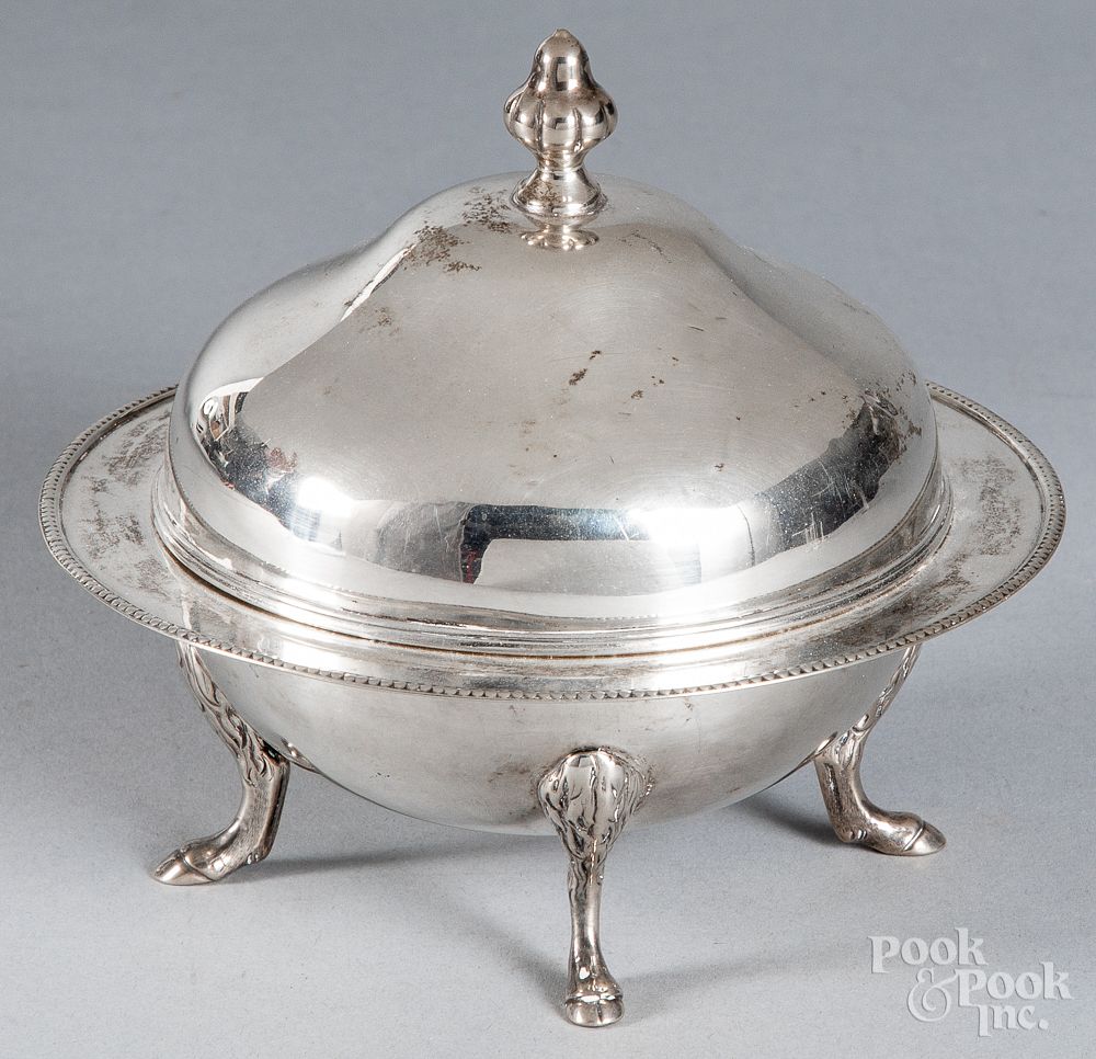 Appraisal: Boston coin silver butter dish by Ball Co Boston coin