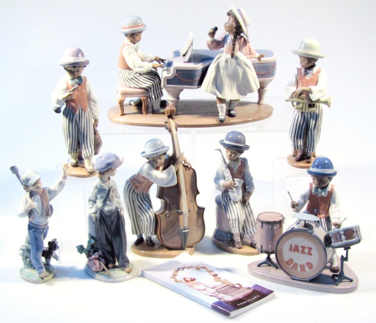 Appraisal: A thC Lladro jazz band group comprising of eight figures