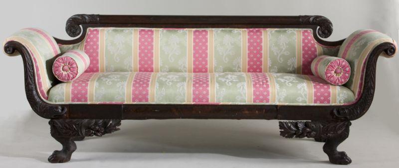 Appraisal: American Classical Sofa circa probably Philadelphia mahogany and mahogany veneers