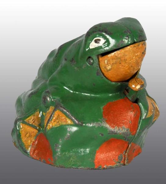 Appraisal: Cast Iron Frog on Rock Mechanical Bank Description Manufactured by