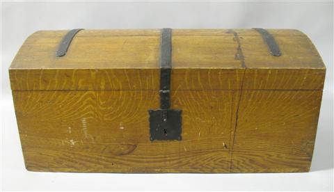 Appraisal: ANTIQUE NORTHERN EUROPEAN FAUX GRAINED TRUNK the slightly domed hinged