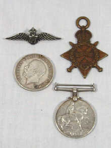 Appraisal: Three first world war medals together with a sterling silver