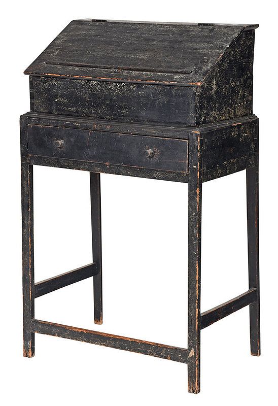 Appraisal: Early New England Black Painted Standing Desk probably Connecticut th