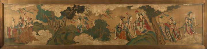 Appraisal: Chinese Horizontal Framed Painting on Silk ca painted in colors