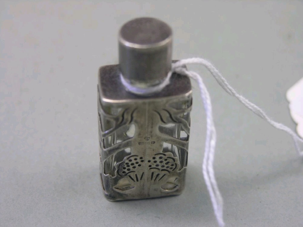 Appraisal: An imported silver mounted scent bottle pierced in Art Nouveau