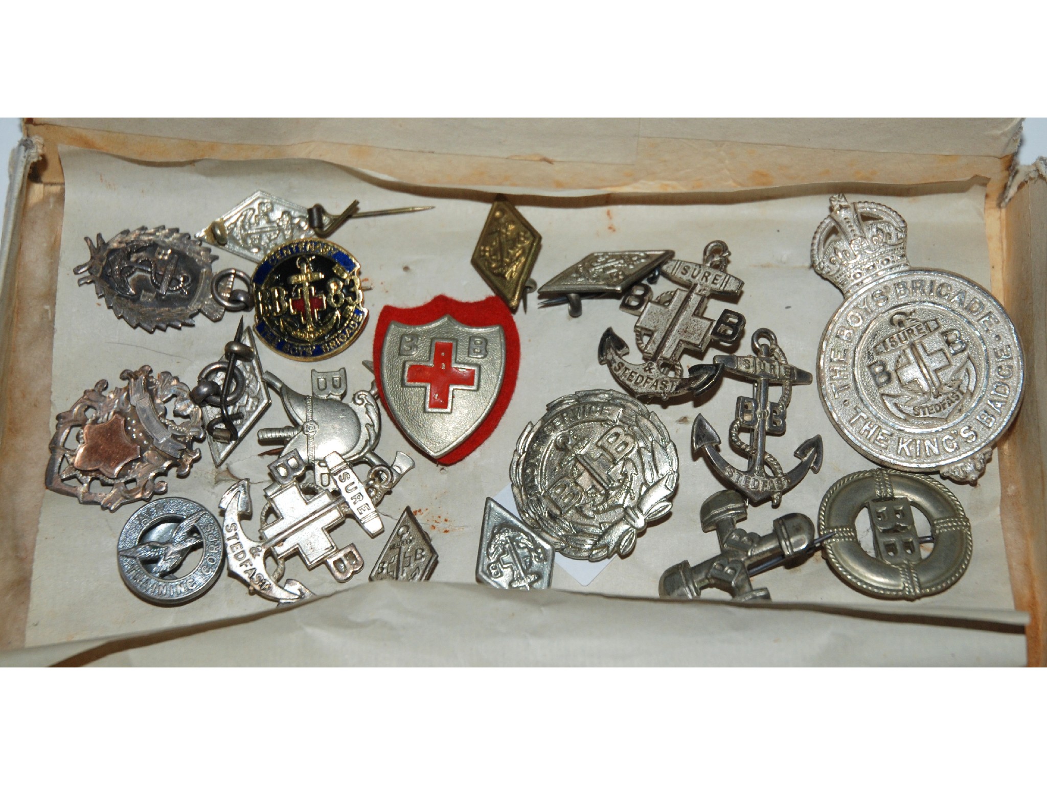 Appraisal: A collection of various Boys Brigade silver and white-metal lapel