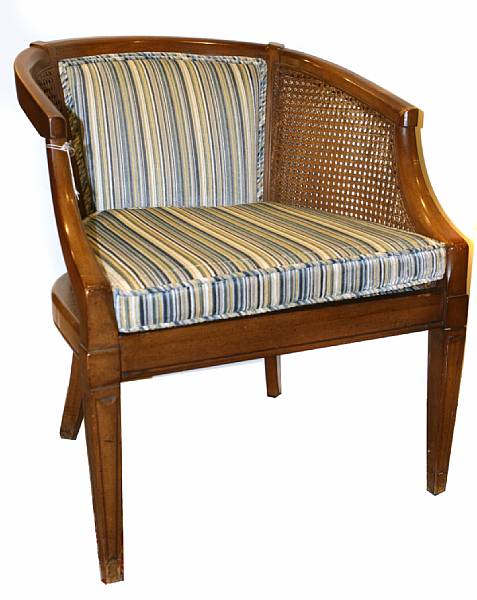 Appraisal: A Neoclassical style partial cane tub chair height in width