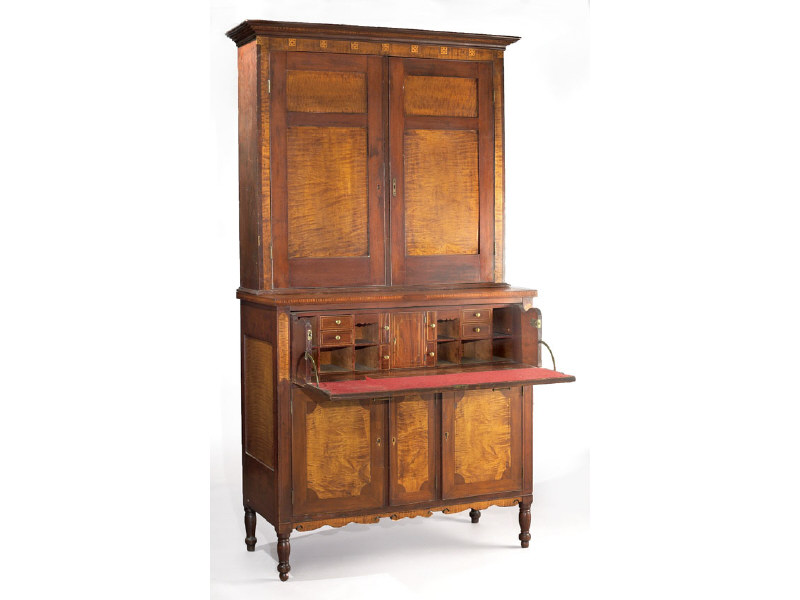 Appraisal: AMERICAN FEDERAL SECRETARY BOOKCASE Of mahogany and finely figured maple