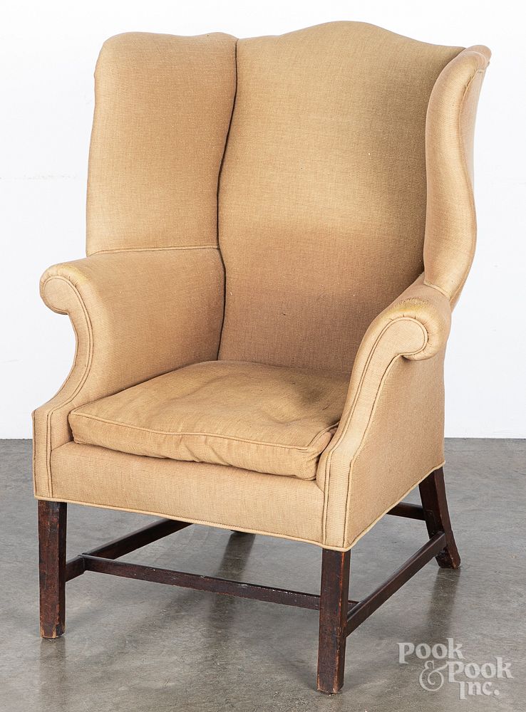 Appraisal: Chippendale mahogany wing chair ca Chippendale mahogany wing chair ca