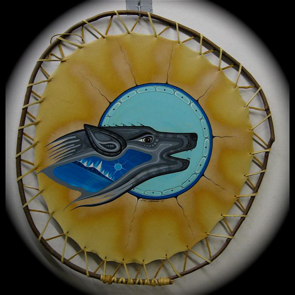 Appraisal: HOWLING WOLF IVAN SHAWANA - CANADIAN OIL ON LEATHER DATED