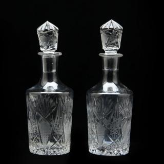 Appraisal: Pair of Decanters late th century cut and pressed glass