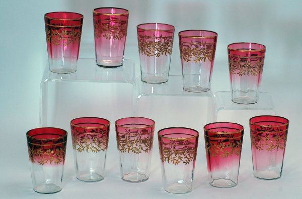 Appraisal: Set of eleven art glass rubina tumblers clear to cranberry