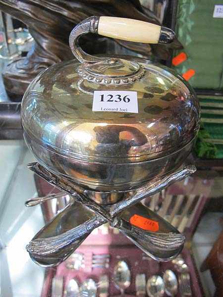 Appraisal: SILVER PLATE EGG WARMER WITH IVORY HANDLE