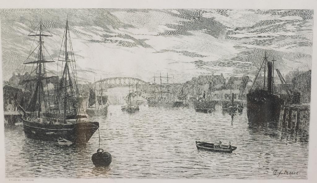 Appraisal: ANTHONY JOHN MOORE - SUNDERLAND DOCKS etching signed in pencil