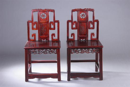 Appraisal: EIGHT CHINESE ELMWOOD CHAIRS The back carved with floral decoration