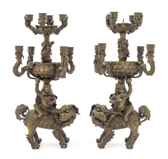 Appraisal: Sale Lot A Pair of Chinese Bronze Foreigner Candelabra th