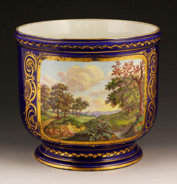 Appraisal: - Sevres Cache Pot Sevres cache pot with hand painted