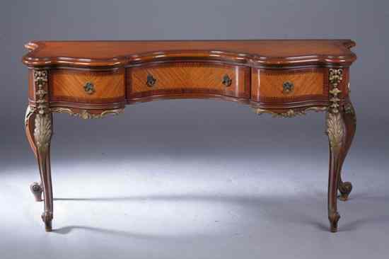 Appraisal: LOUIS XV STYLE ROSEWOOD INLAID AND PARCEL-GILT LADY'S SERPENTINE-FRONT DRESSING