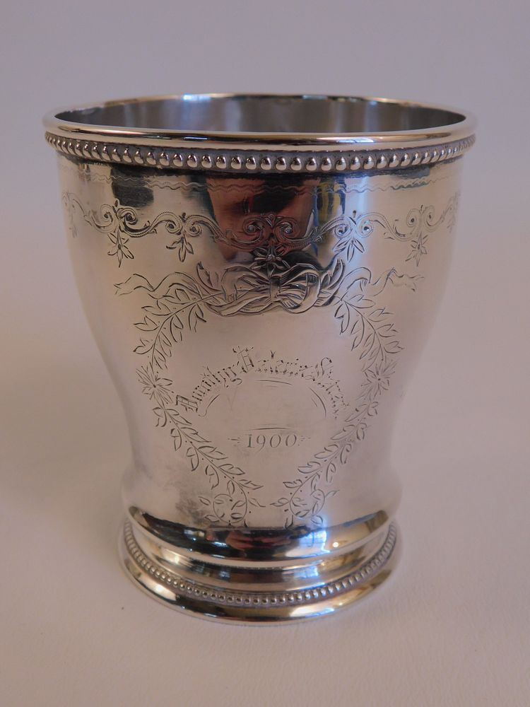 Appraisal: ANTIQUE STERLING SILVER ST LOUIS CUP Antique engraved sterling silver