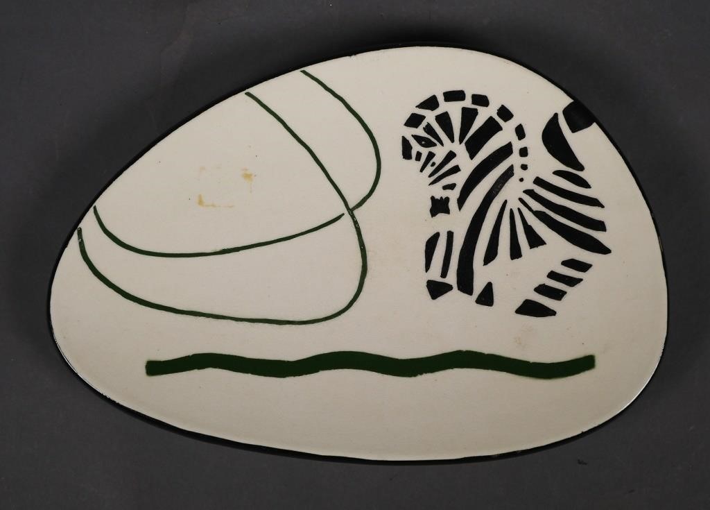 Appraisal: Royal Hickman art pottery featuring a zebra Plate measures wide