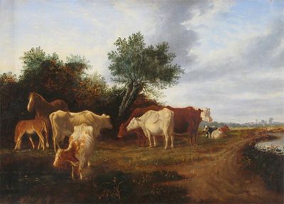 Appraisal: Norwich School th Century Cattle in a landscape Signed indistinctly