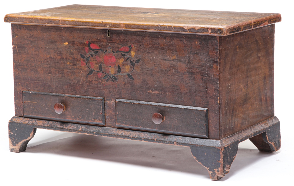 Appraisal: PENNSYLVANIA DECORATED BLANKET CHEST First quarter th century poplar Applied