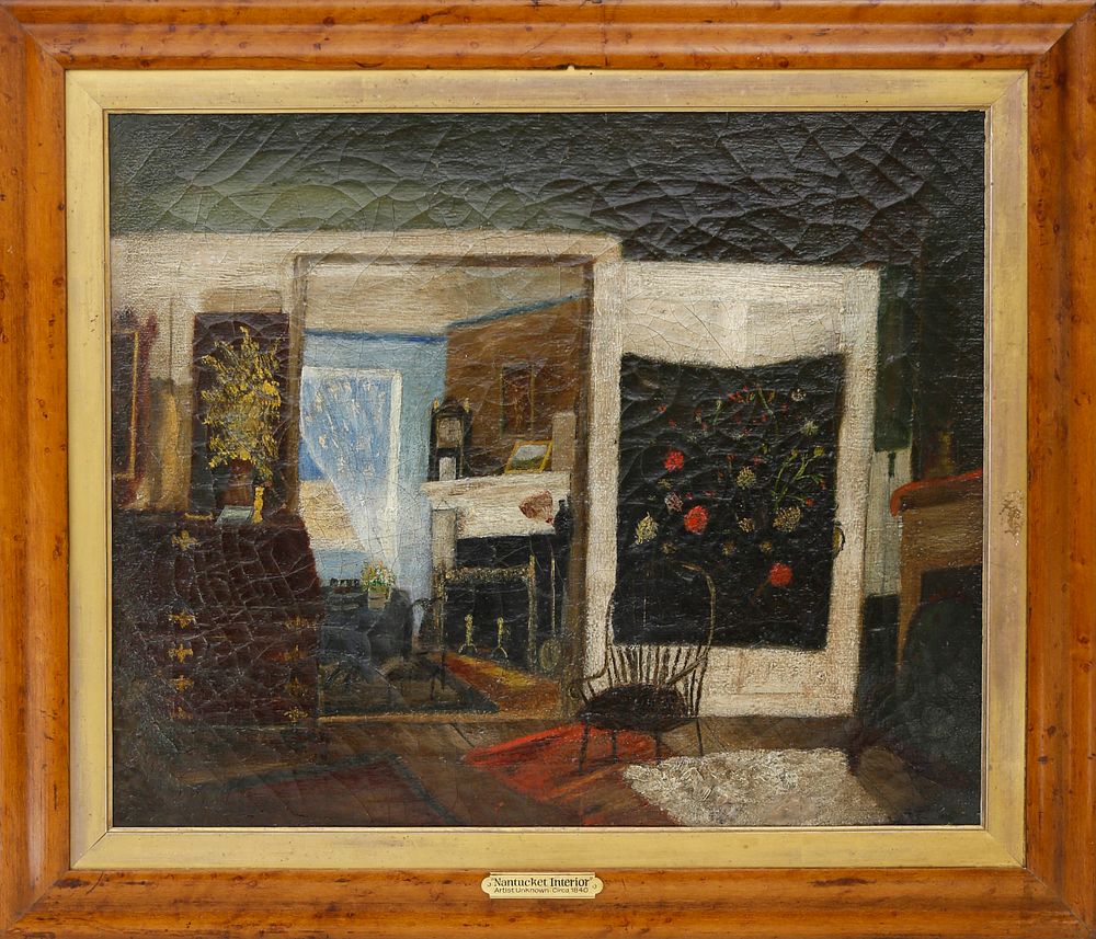 Appraisal: Oil on Canvas Nantucket Interior Scene Oil on Canvas Nantucket